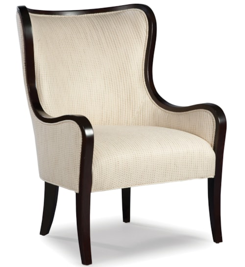 Upholstered Wing Chair with Exposed Wood