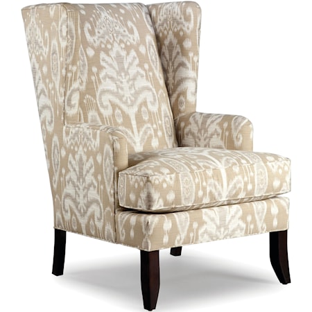 Upholstered Wing Chair with Wood Legs