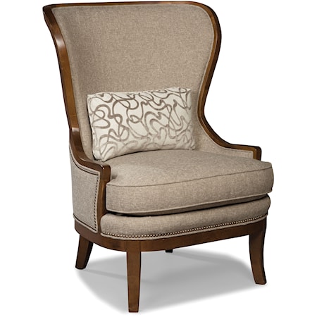 Contemporary Wing Chair with Nailhead Trim