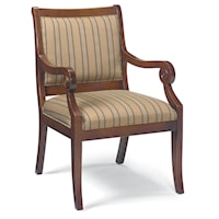 Exposed Wood Chair with Scrolled Arms