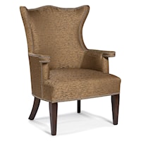 Stationary Lounge Chair with Flared Back Shape and Nailhead Trim