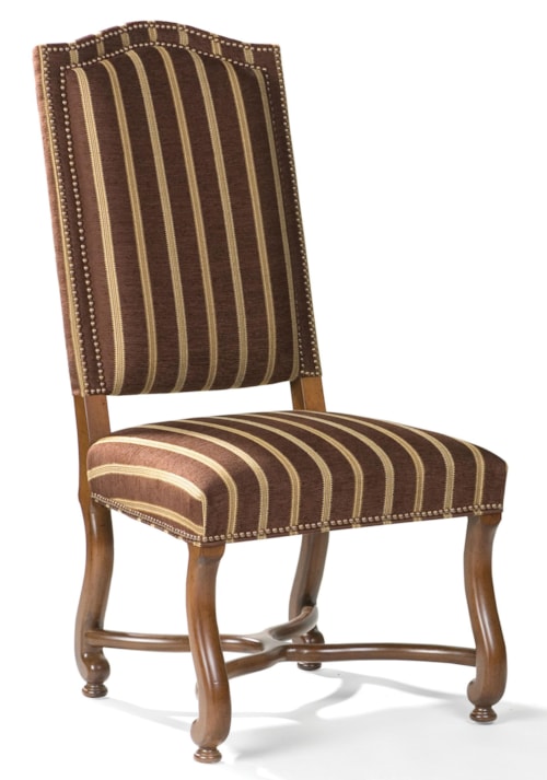 Traditional Exposed-Wood Side Chair with Scalloped Legs