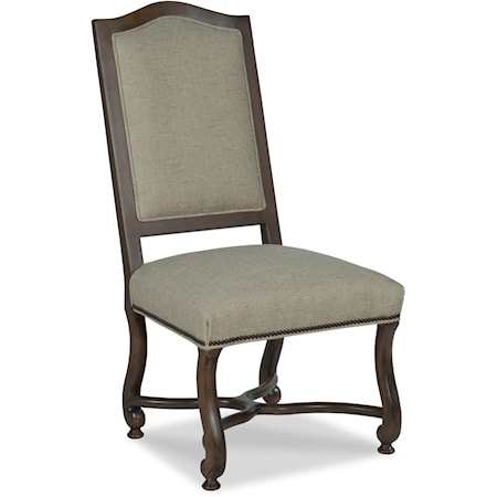 Traditional Exposed-Wood Side Chair with Curved Legs