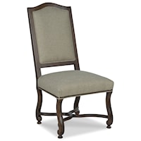 Traditional Exposed-Wood Side Chair with Curved Legs