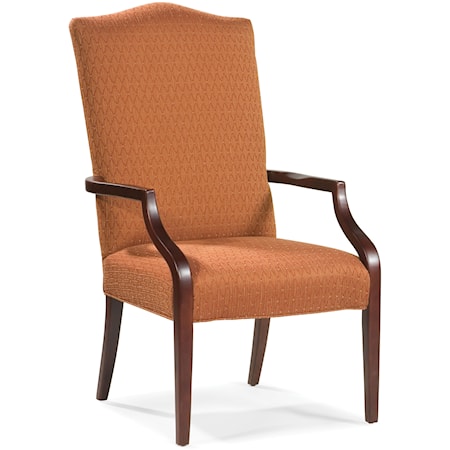 Slender Exposed Wood Chair with Camel Back