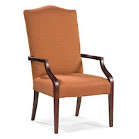 Slender Exposed Wood Chair with Camel Back