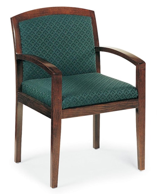 Stationary Exposed Wood Chair with Arched Arms