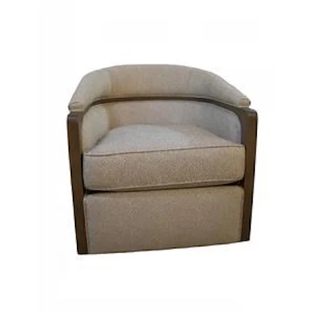 Upholstered Swivel Chair with Wood Trim Accent