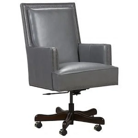 Somerset Leather Rolling Executive Chair with Nailhead Trim
