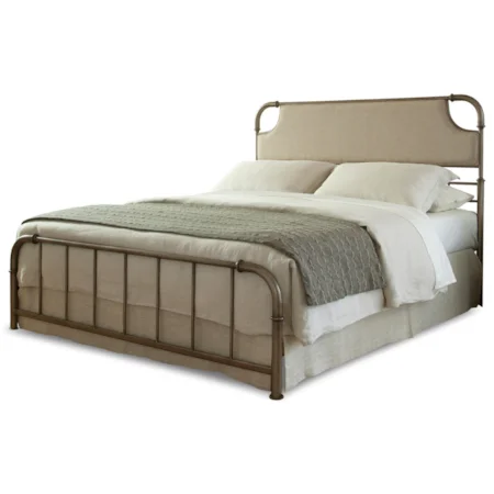 Full Metal and Fabric Snap Bed with Aged Iron