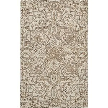 Ivory-Brown 8 x 10 Area Rug