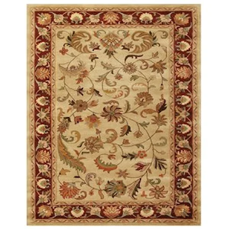 Ivory/Red 5' x 8' Area Rug