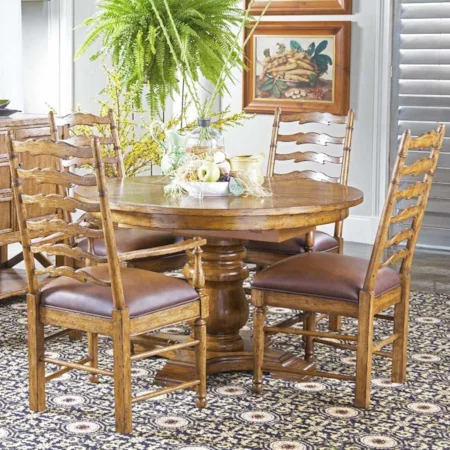 5-Piece Dining Set with Leather Upholstered Seats
