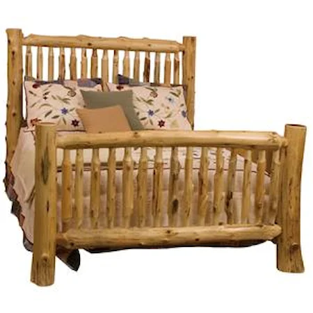 Queen Small Spindle Log Bed with Hand Peeled Logs