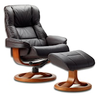 Small Contemporary Recliner and Ottoman with Padded Arms