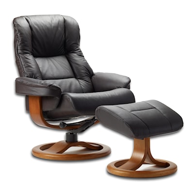 Fjords by Hjellegjerde Classic Comfort Collection Loen R Large Manual Recliner with Footstool