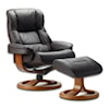 Fjords by Hjellegjerde Classic Comfort Collection Loen R Small Manual Recliner with Footstool