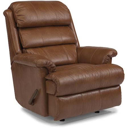Casual Swivel Gliding Recliner with Channel-Tufted Back Cushion