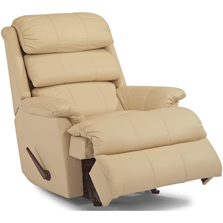 Casual Rocking Recliner with Channel-Tufted Back Cushion