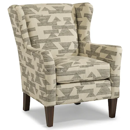 Transitional Wing Chair with Tall, Tapered Legs