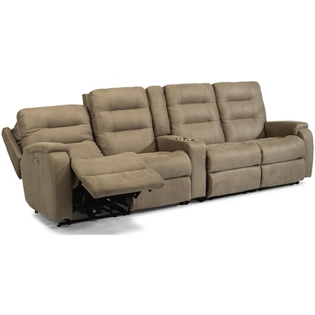 Contemporary 5-Piece Reclining Sectional with Cup Holders