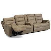 Contemporary 5-Piece Reclining Sectional with Cup Holders