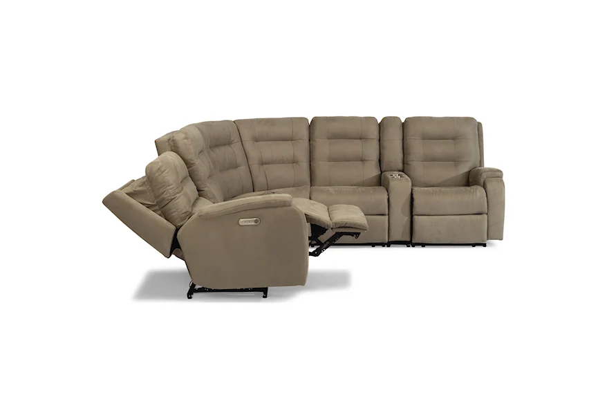 Arlo 6-Pc Pwr Headrest & Lumbar Rec Sectional by Flexsteel at A1 Furniture & Mattress