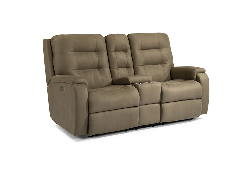 Arlo Power Reclining Console Loveseat by Flexsteel at Rooms and Rest