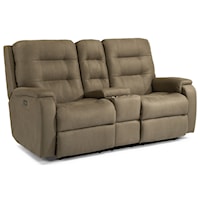 Contemporary Power Reclining Console Loveseat with USB Ports