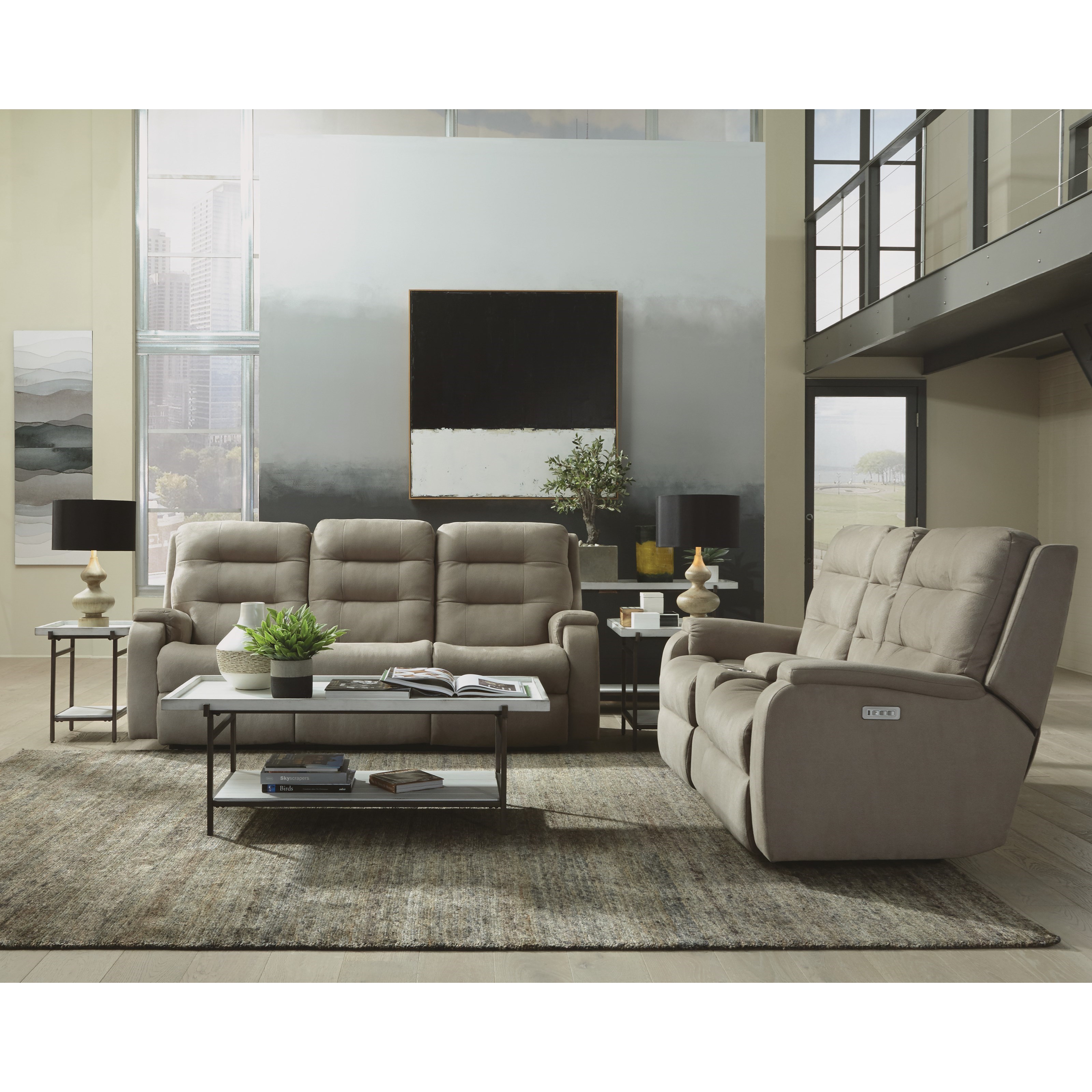 Flexsteel Arlo Power Headrest Reclining Console Loveseat