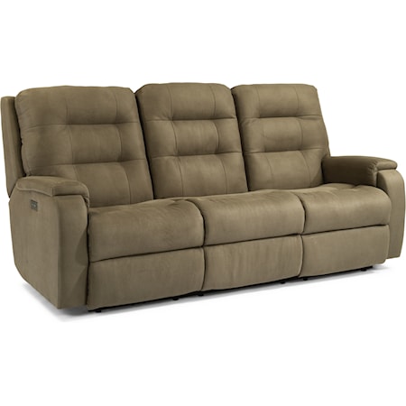 Contemporary Power Reclining Sofa with Power Headrests and Lumbar