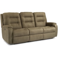 Contemporary Power Reclining Sofa with Power Headrests and Lumbar