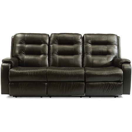 Contemporary Power Reclining Sofa with Power Headrests and Lumbar