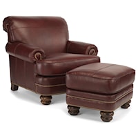 Traditional Rolled Back Chair & Ottoman Set