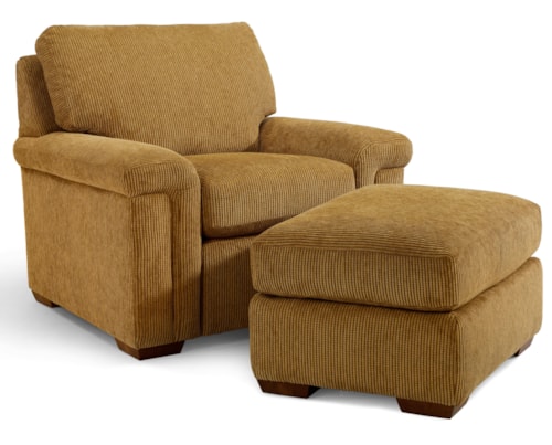 Casual Chair and Ottoman with Block Feet