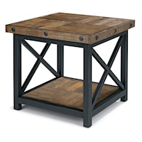 Square End Table with Wood Plank Top