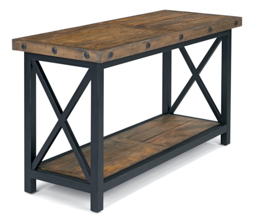 Sofa Table with Rectangle Wood Plank Top and 1 Shelf