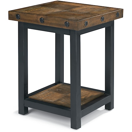 Chair Side Table with Square Reclaimed Wood Top