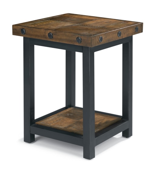 Chair Side Table with Square Reclaimed Wood Top