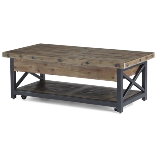 Rectangle Lift-Top Cocktail Table with Exposed Bolt Heads