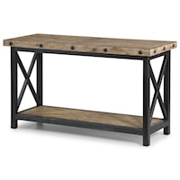 Sofa Table with Rectangle Wood Plank Top and 1 Shelf