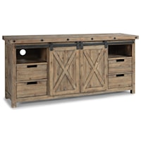 Entertainment Stand with Sliding Farmhouse Doors