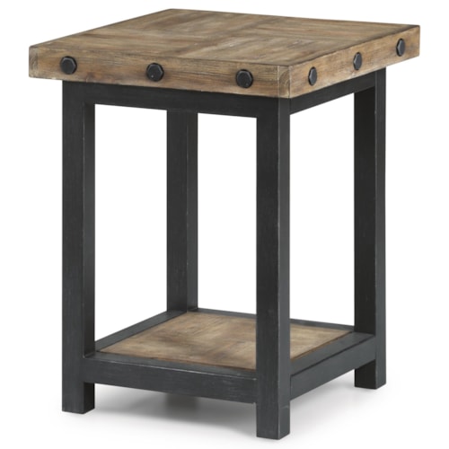 Chair Side Table with Square Reclaimed Wood Top