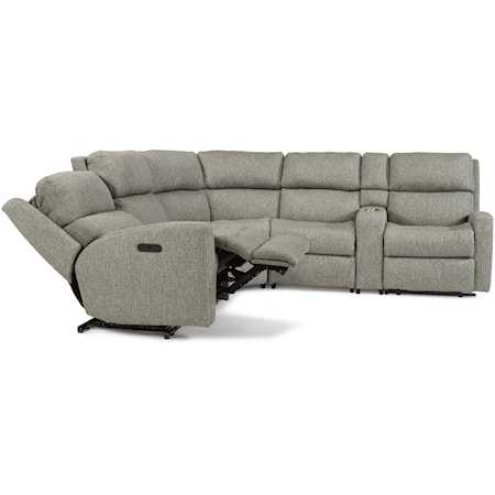 6 Piece Manual Reclining Sectional Sofa with LAF/RAF Recliners, Armless Recliner, Armless Chair, Wedge and Console