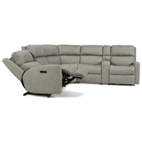 6 Piece Power Reclining/Power Headrest Sectional with LAF/RAF Power Recliners, Armless Power Recliner, Armless Chair, Wedge and Console