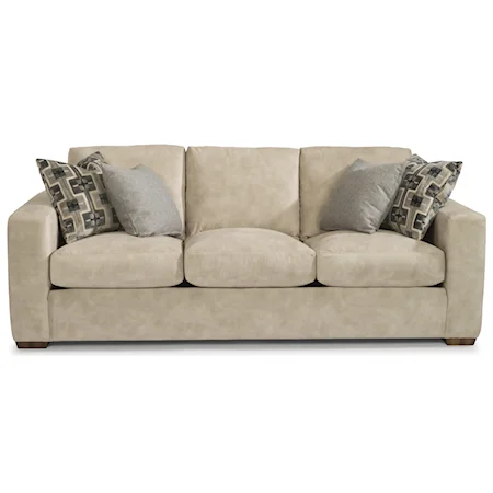 Casual 92" Three-Cushion Sofa with Wide Track Arms
