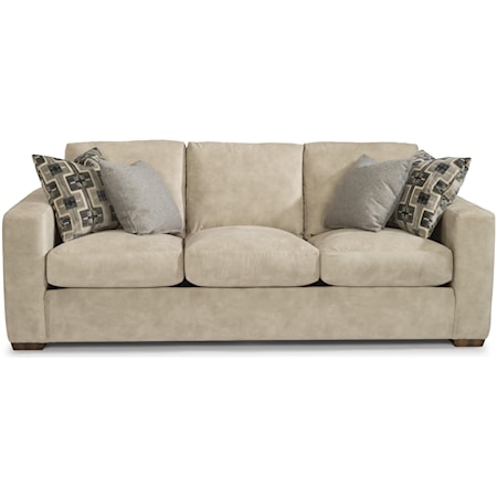 Casual 92" Three-Cushion Sofa with Wide Track Arms