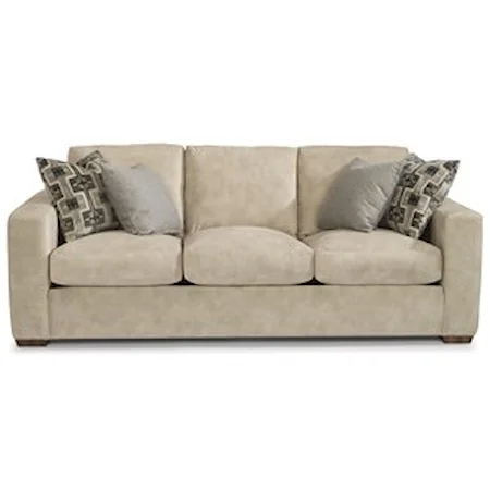 Casual Three-Cushion Sofa with Wide Track Arms