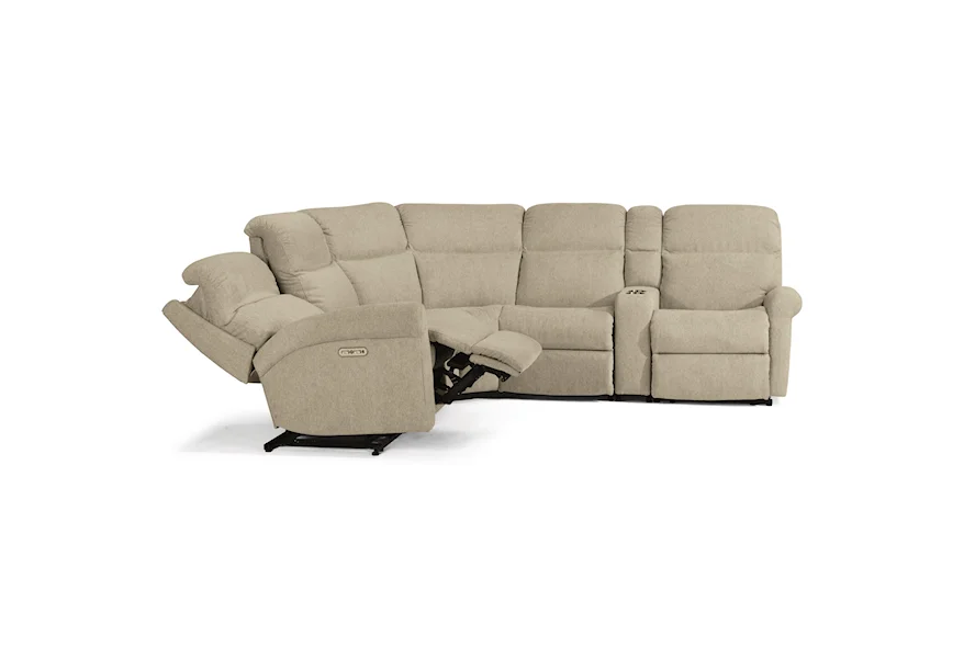 Davis 6-Pc Power Reclining Sectional w/ Pwr HR by Flexsteel at Furniture and ApplianceMart