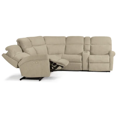 Casual 6 Piece Power Reclining Sectional with Power Headrests